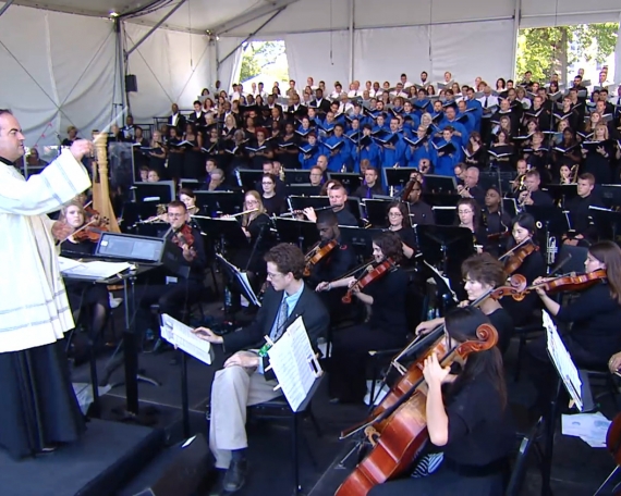 Peter Latona, Basilica Music Director, conducts the combined CUA, Basilica, Archdiocesan choir and orchestra.