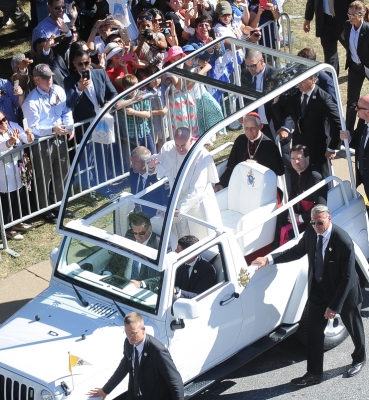 Pope Francis Greeting the Crowd