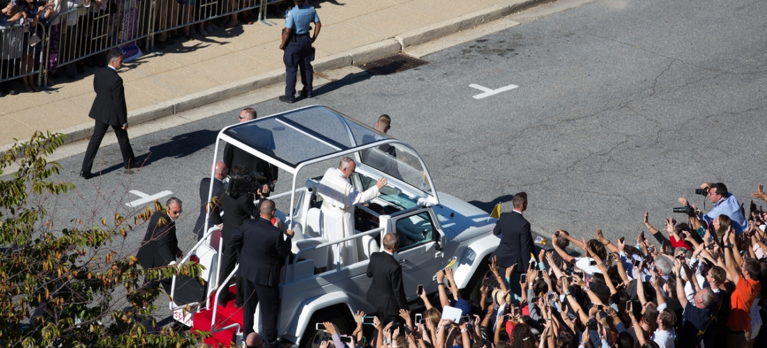 Pope Francis Entering The Campus