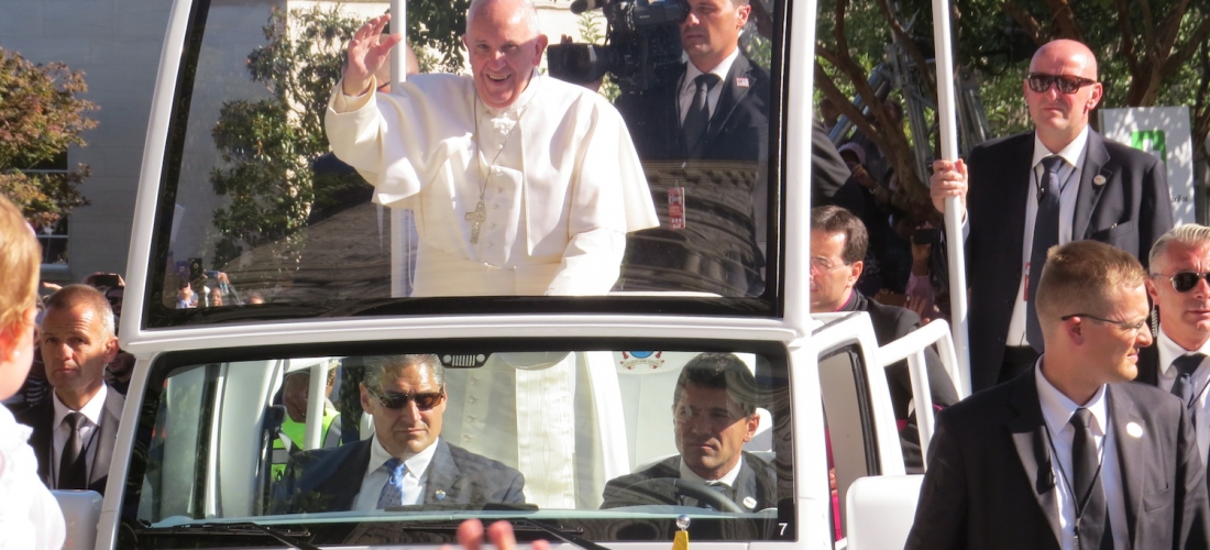 Pope Francis Arrives on the CUA Campus