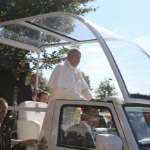 Pope Francis Smiling Inside CUA