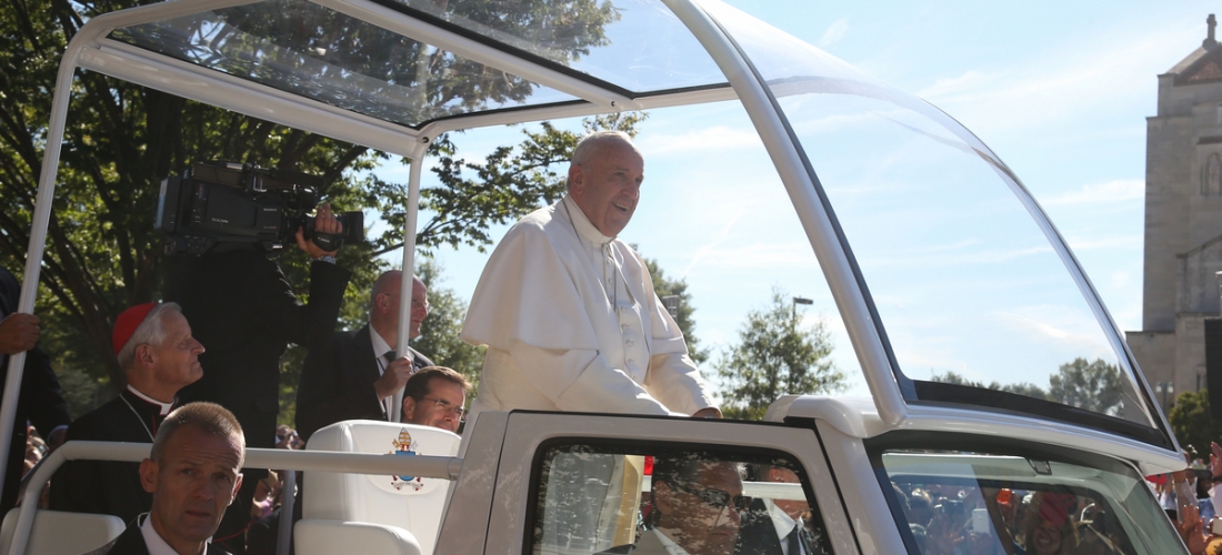 Pope Francis Smiling Inside CUA