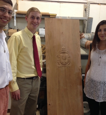 A glimpse of the altar furniture that will be used by Pope Francis in Washington, D.C., in September.