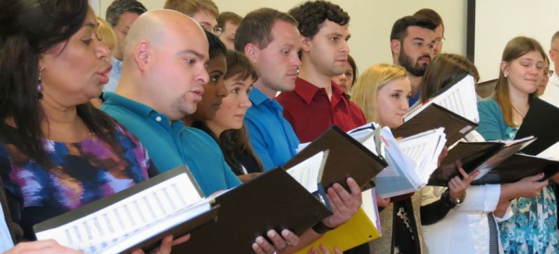 Singers from the University Chamber Choir rehearse Sept. 17 in Ward Hall.